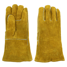 Gold Yellow Cow Split Leather Heavy Duty Welding Gloves